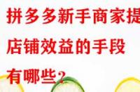 拼多多新手商家提升店鋪效益的手段有哪些？