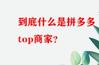 到底什么是拼多多top商家？