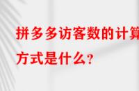拼多多訪客數(shù)的計(jì)算方式是什么？