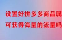 設(shè)置好拼多多商品屬性可獲得海量的流量嗎？