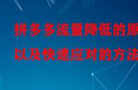 拼多多流量降低的原因以及快速應(yīng)對(duì)的方法